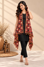 Ajarakh Soft Cotton Tassel Shrug