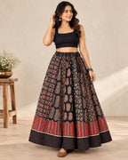 Ajarakh Black Kali Vegetable Dyed Skirt