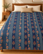 Handcrafted Ajarakh Patchwork Cotton Quilt / Rajai /Bedcover