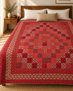 Handcrafted Ajarakh Patchwork Cotton Quilt / Rajai /Bedcover