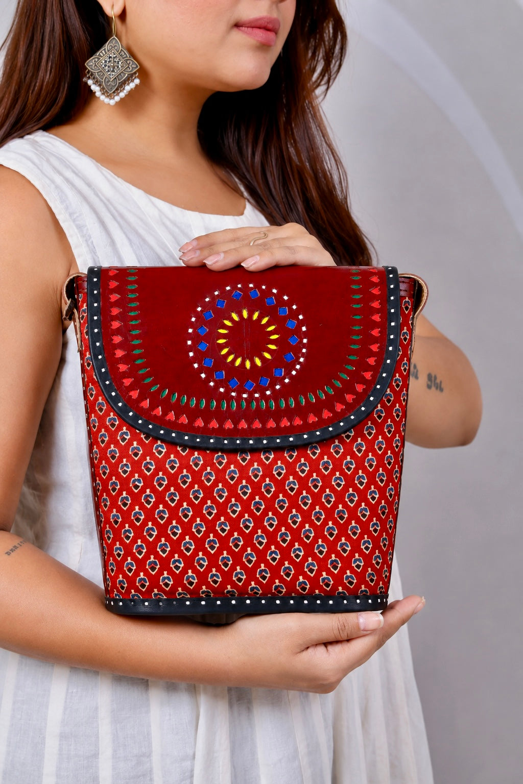 Maroon Ajarakh Bucket - The sling