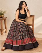 Ajarakh Black Kali Vegetable Dyed Skirt