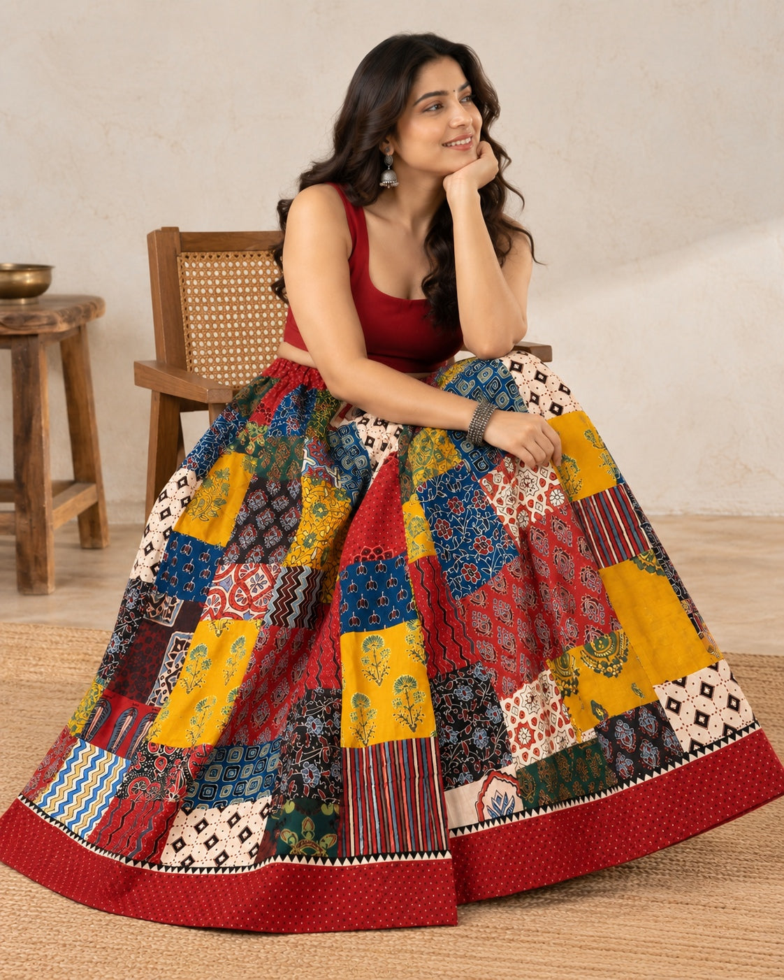 Ajarakh Patchwork Cotton Skirts