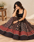 Ajarakh Black Kali Vegetable Dyed Skirt