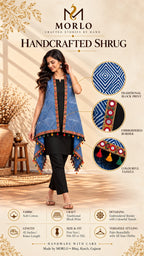 Indigo Blockprint Soft Cotton Tassel Shrug