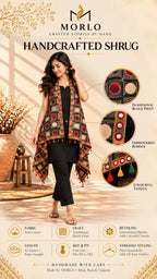 Ajarakh Soft Cotton Tassel Shrug