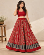 Ajarakh Maroon Kali Vegetable Dyed Skirt