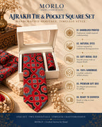 Rustic Maroon Ajarakh Tie & Pocket Square Set for Men
