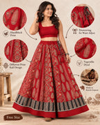 Ajarakh Maroon Kali Vegetable Dyed Skirt