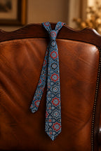 Indigo Ajarakh Tie & Pocket Square Set for Men