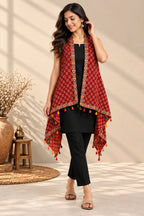 Ajarakh Soft Cotton Tassel Shrug