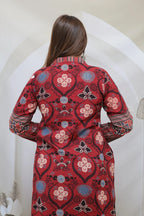 Swara Ajarakh Flap Collar & Mirror Cotton Long Kurti/One Piece