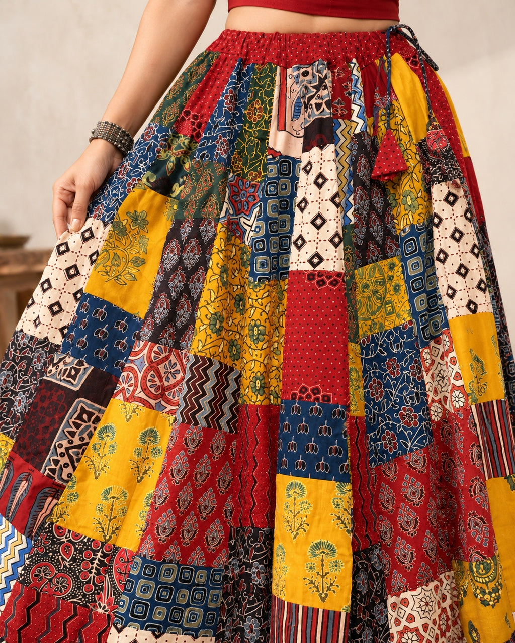 Ajarakh Patchwork Cotton Skirts