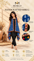 Indigo Blockprint Soft Cotton Tassel Shrug