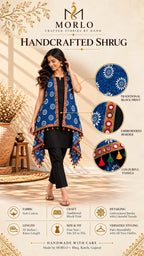 Indigo Blockprint Soft Cotton Tassel Shrug