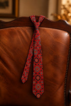 Rustic Maroon Ajarakh Tie & Pocket Square Set for Men