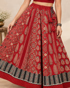 Ajarakh Maroon Kali Vegetable Dyed Skirt
