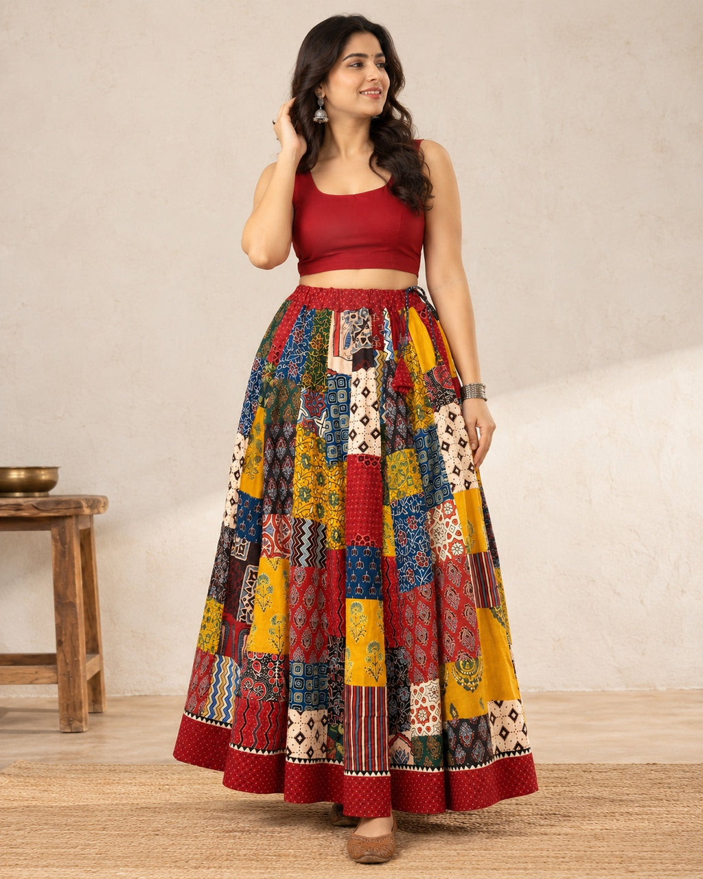 Ajarakh Patchwork Cotton Skirts