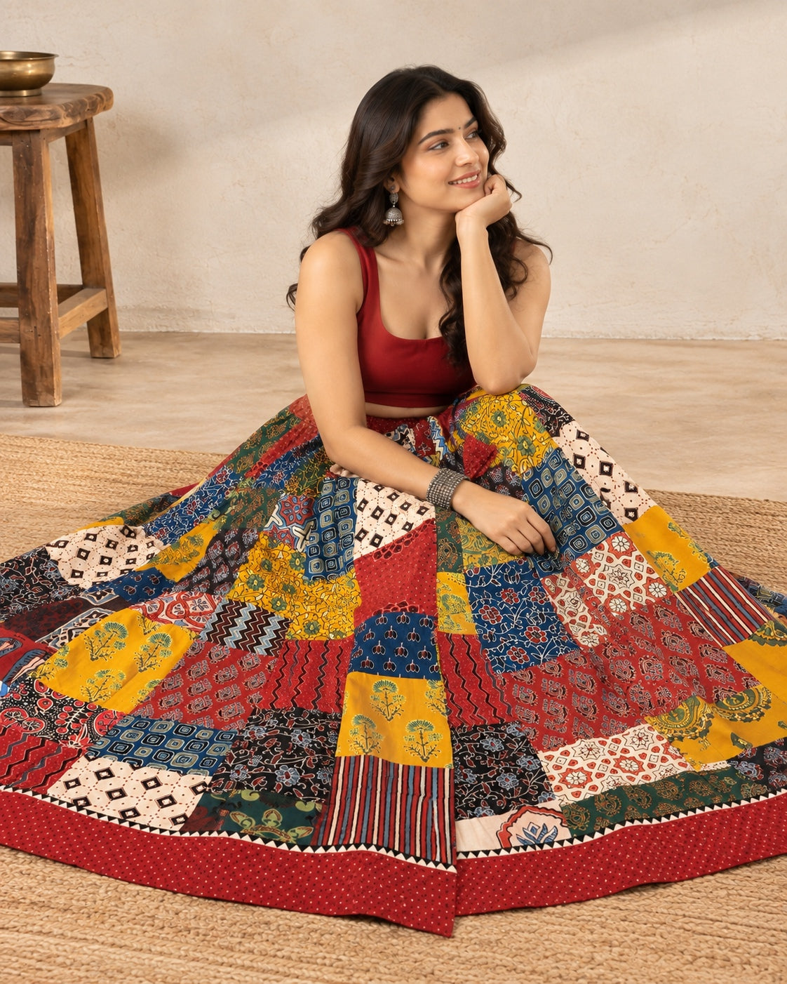 Ajarakh Patchwork Cotton Skirts