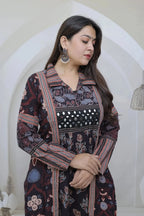 Swara Ajarakh Flap Collar & Mirror Cotton Long Kurti/One Piece