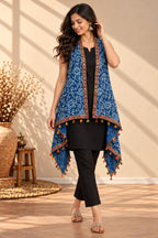 Indigi Blockprint Soft Cotton Tassel Shrug