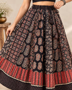 Ajarakh Black Kali Vegetable Dyed Skirt