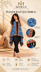 Indigo Blockprint Soft Cotton Tassel Shrug
