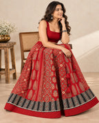 Ajarakh Maroon Kali Vegetable Dyed Skirt