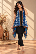 Indigi Blockprint Soft Cotton Tassel Shrug