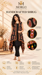 Ajarakh Soft Cotton Tassel Shrug