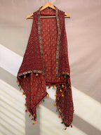 Ajarakh Soft Cotton Tassel Shrug