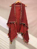 Ajarakh Soft Cotton Tassel Shrug