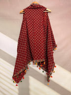 Ajarakh Soft Cotton Tassel Shrug