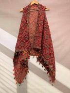 Ajarakh Soft Cotton Tassel Shrug