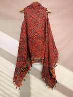 Ajarakh Soft Cotton Tassel Shrug