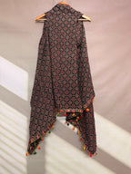 Ajarakh Soft Cotton Tassel Shrug
