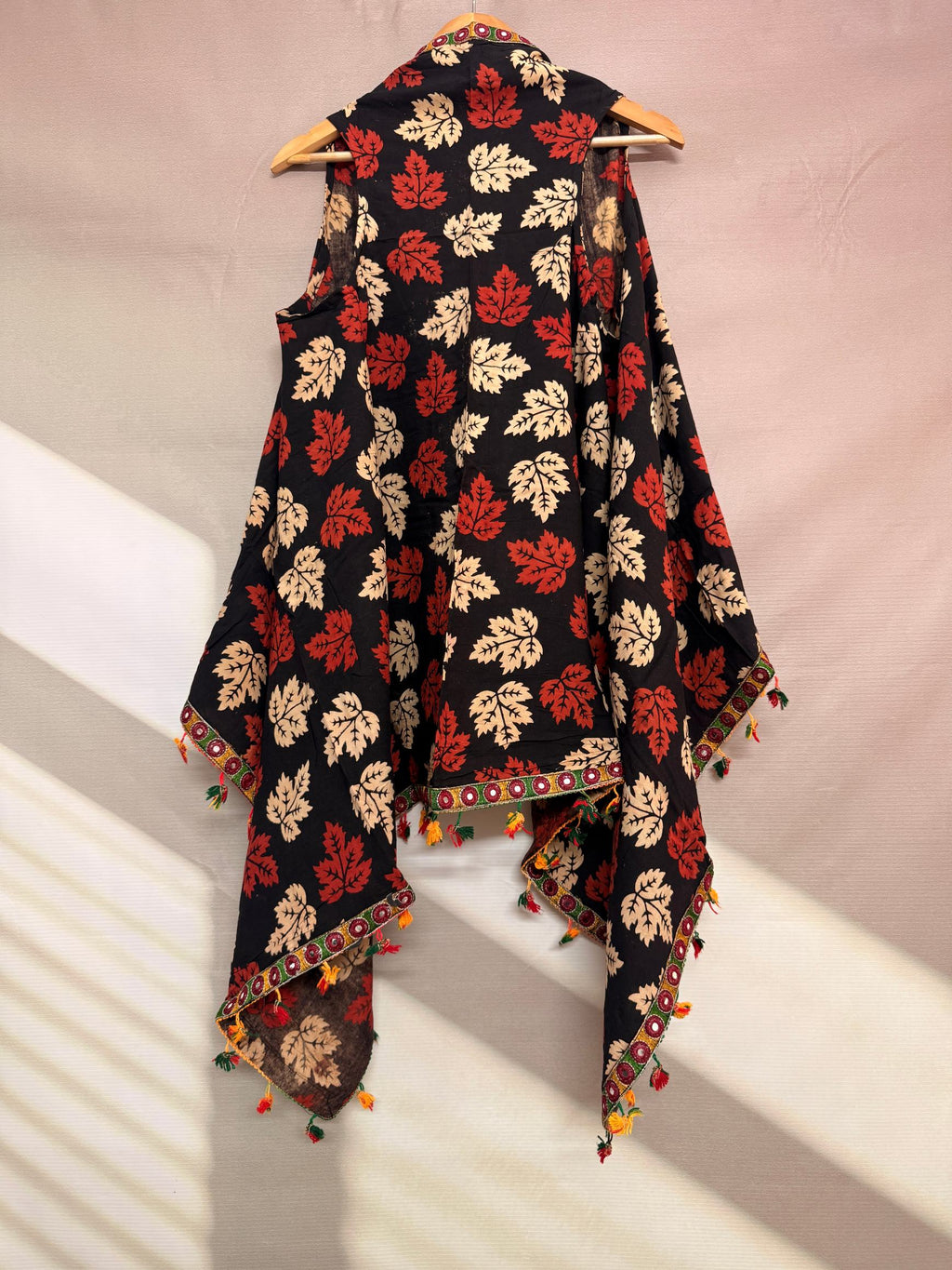 Ajarakh Soft Cotton Tassel Shrug