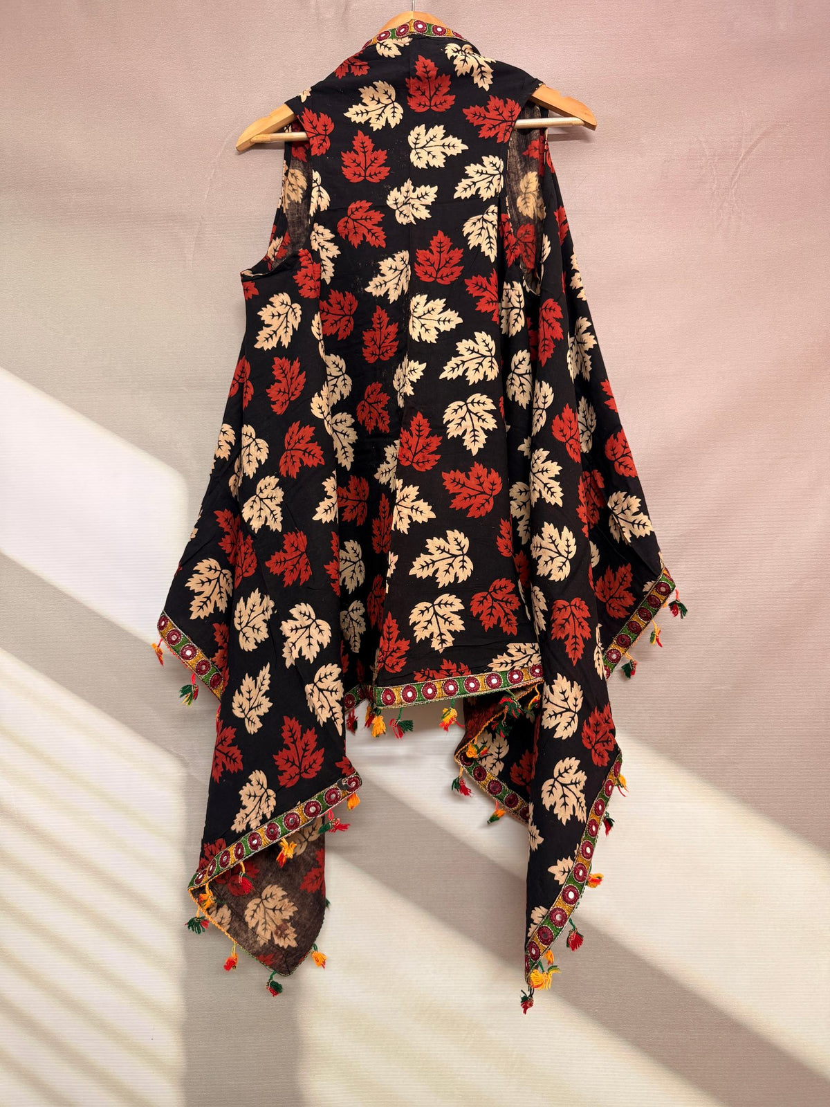 Ajarakh Soft Cotton Tassel Shrug