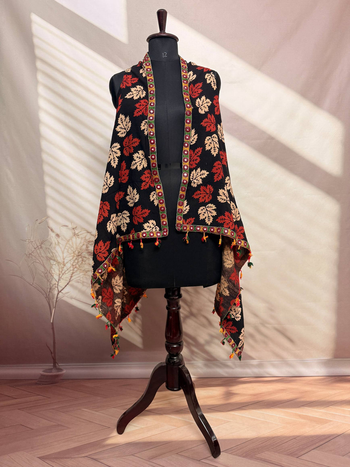 Ajarakh Soft Cotton Tassel Shrug