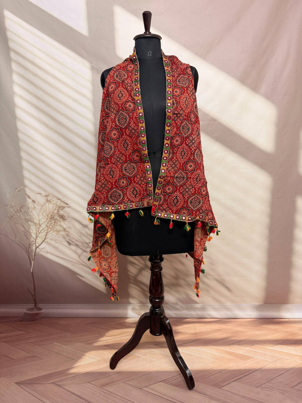 Ajarakh Soft Cotton Tassel Shrug
