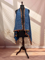 Indigo Blockprint Soft Cotton Tassel Shrug