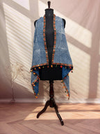 Indigo Blockprint Soft Cotton Tassel Shrug