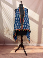 Indigi Blockprint Soft Cotton Tassel Shrug