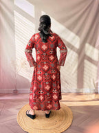 Swara Ajarakh Flap Collar & Mirror Cotton Long Kurti/One Piece