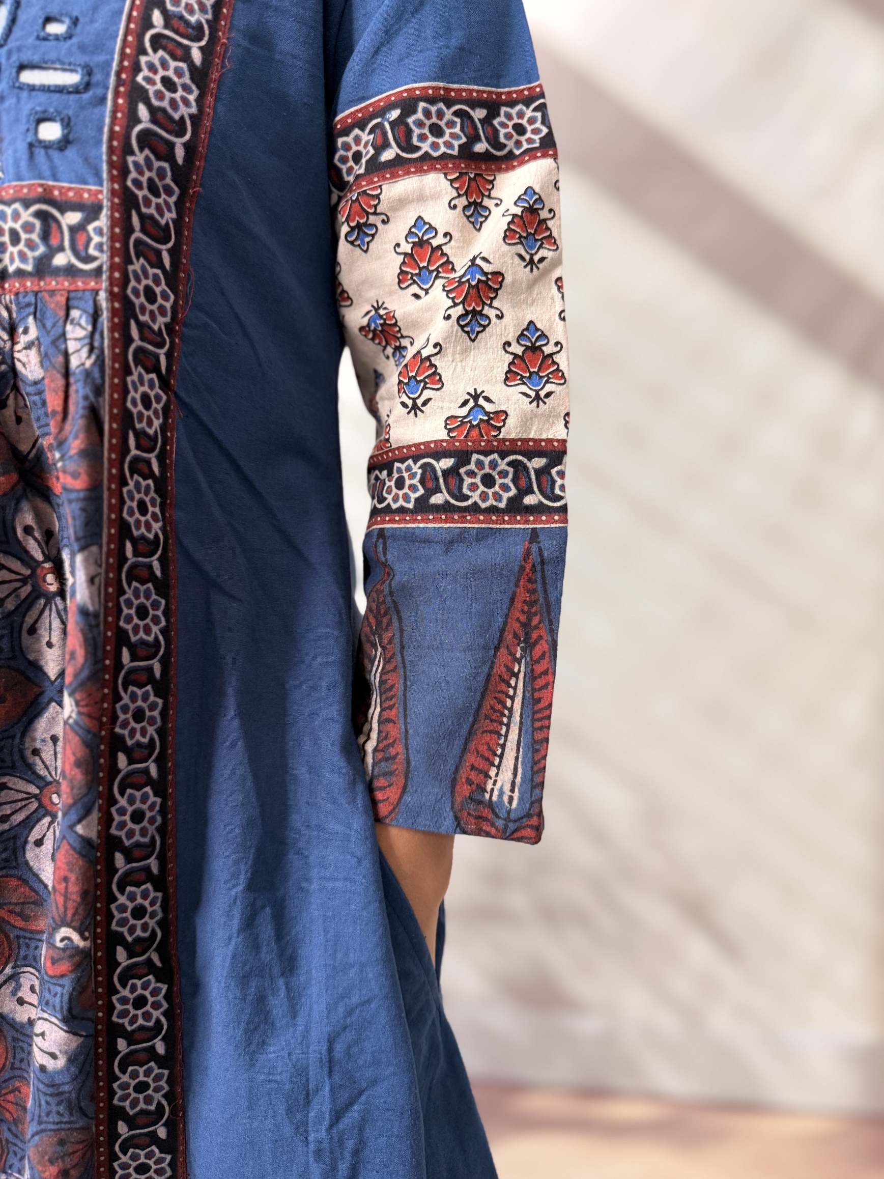 Riya Ajarakh Plain Mirror & Collar Cotton  Long Kurti/One Piece