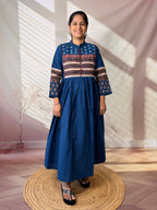 Reeva Ajarakh Plain Kutch Mirror Cotton Long Kurti/One Piece