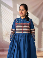 Reeva Ajarakh Plain Kutch Mirror Cotton Long Kurti/One Piece