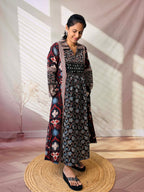 Swara Ajarakh Flap Collar & Mirror Cotton Long Kurti/One Piece