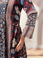 Swara Ajarakh Flap Collar & Mirror Cotton Long Kurti/One Piece