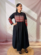 Reeva Ajarakh Plain Kutch Mirror Cotton Long Kurti/One Piece